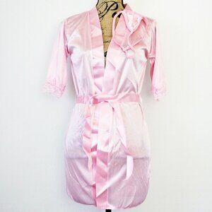 Lingerie Chemise Soft Kimono Style Sheer Robe Underwear Set Pink Medium